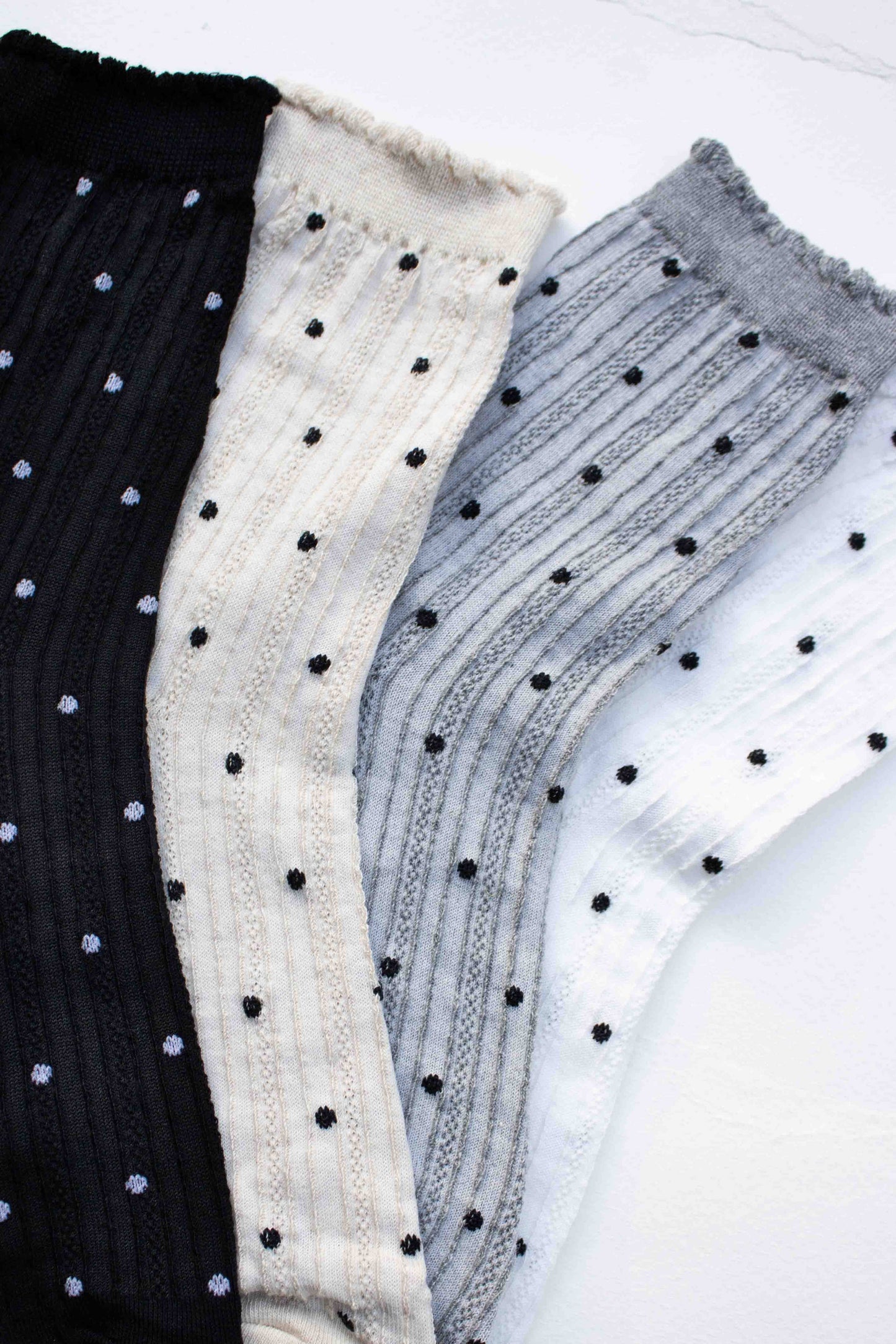 Polka Dot Ribbed Crew Socks