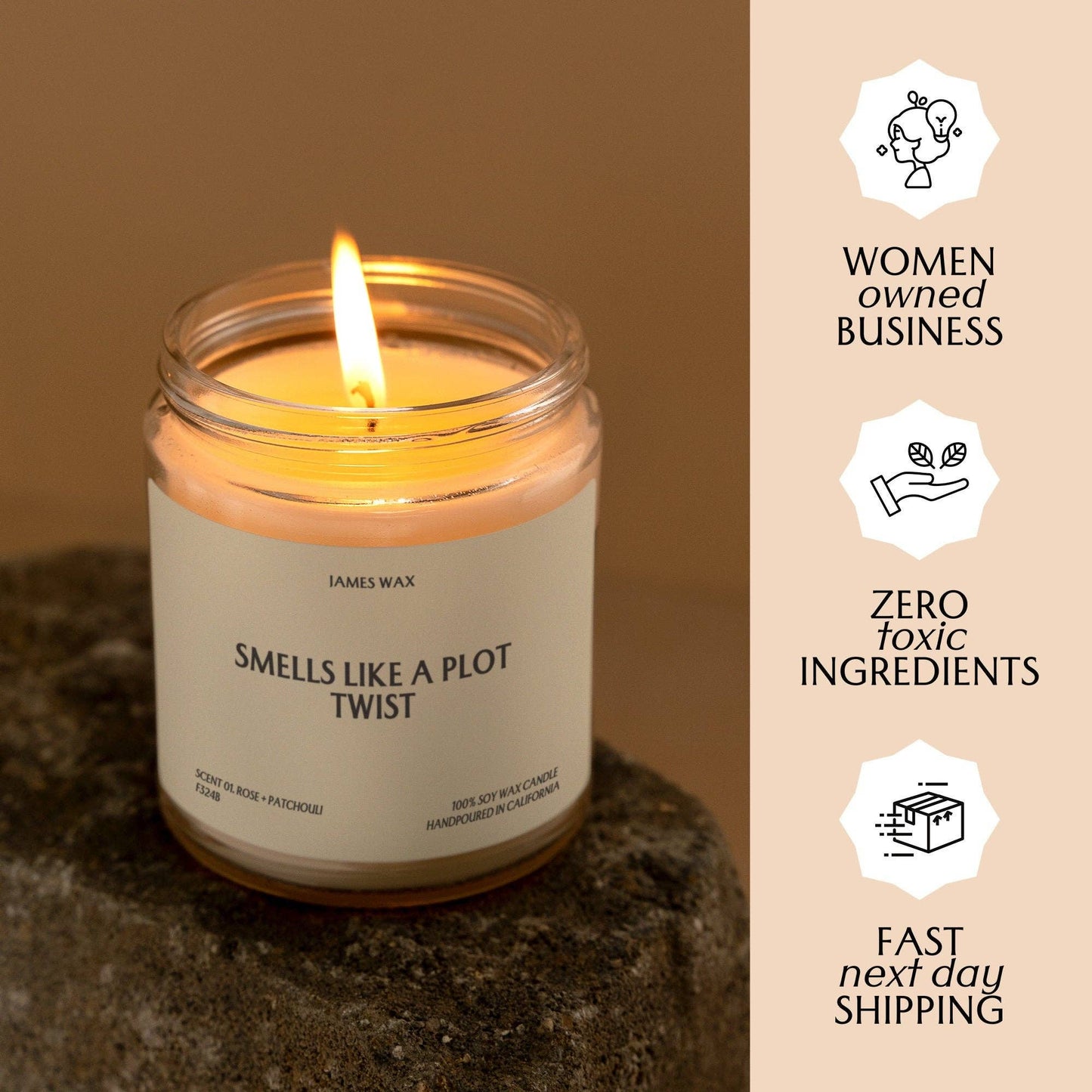 Smells Like a Plot Twist | Rose & Patchouli Candle