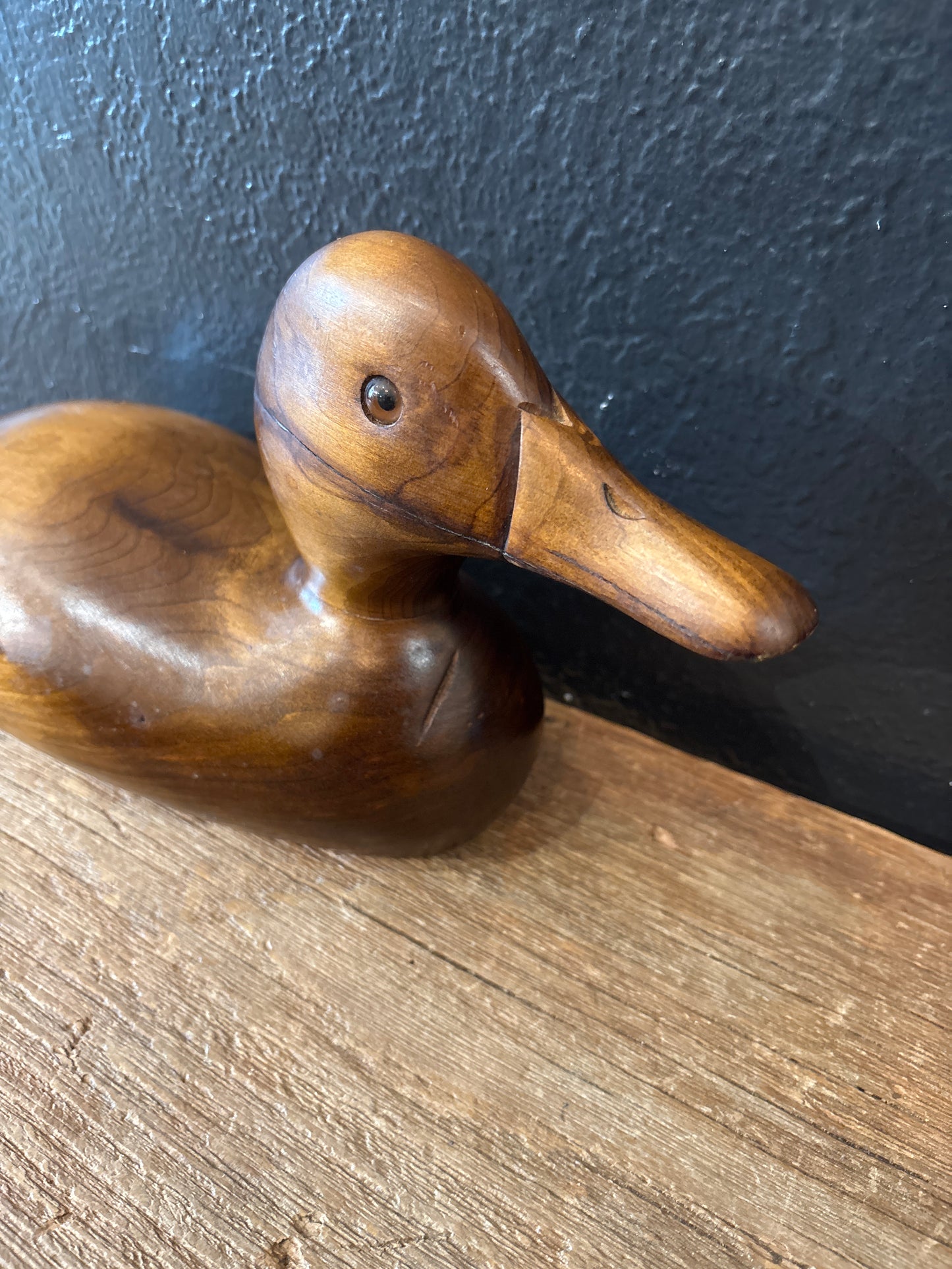 Carved Wood Duck Signed ‘82