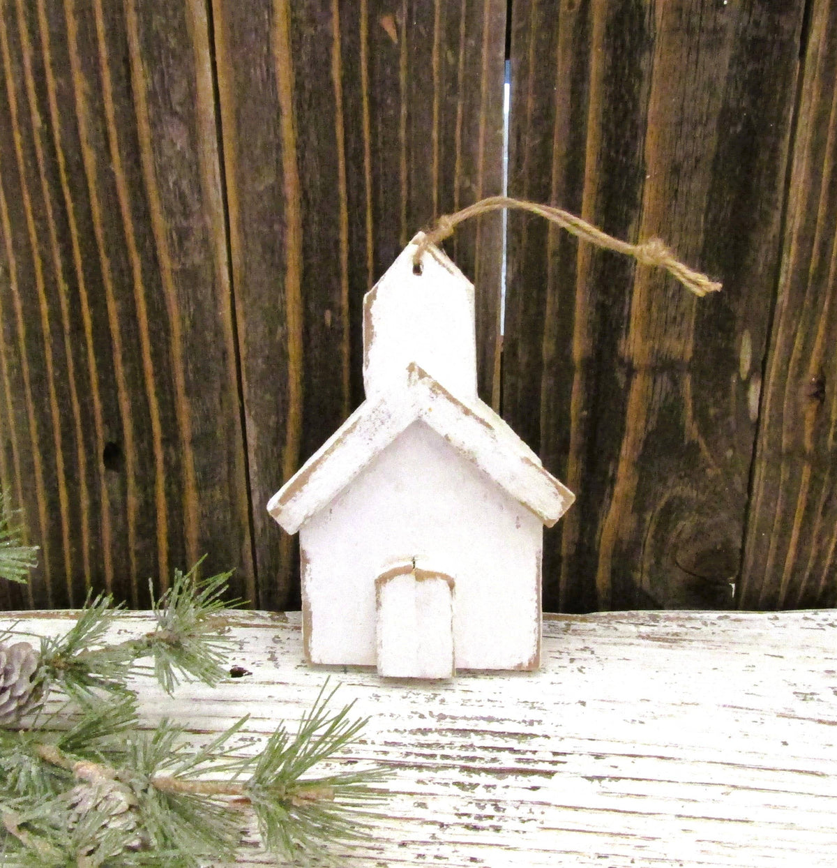 Wood Church Ornament