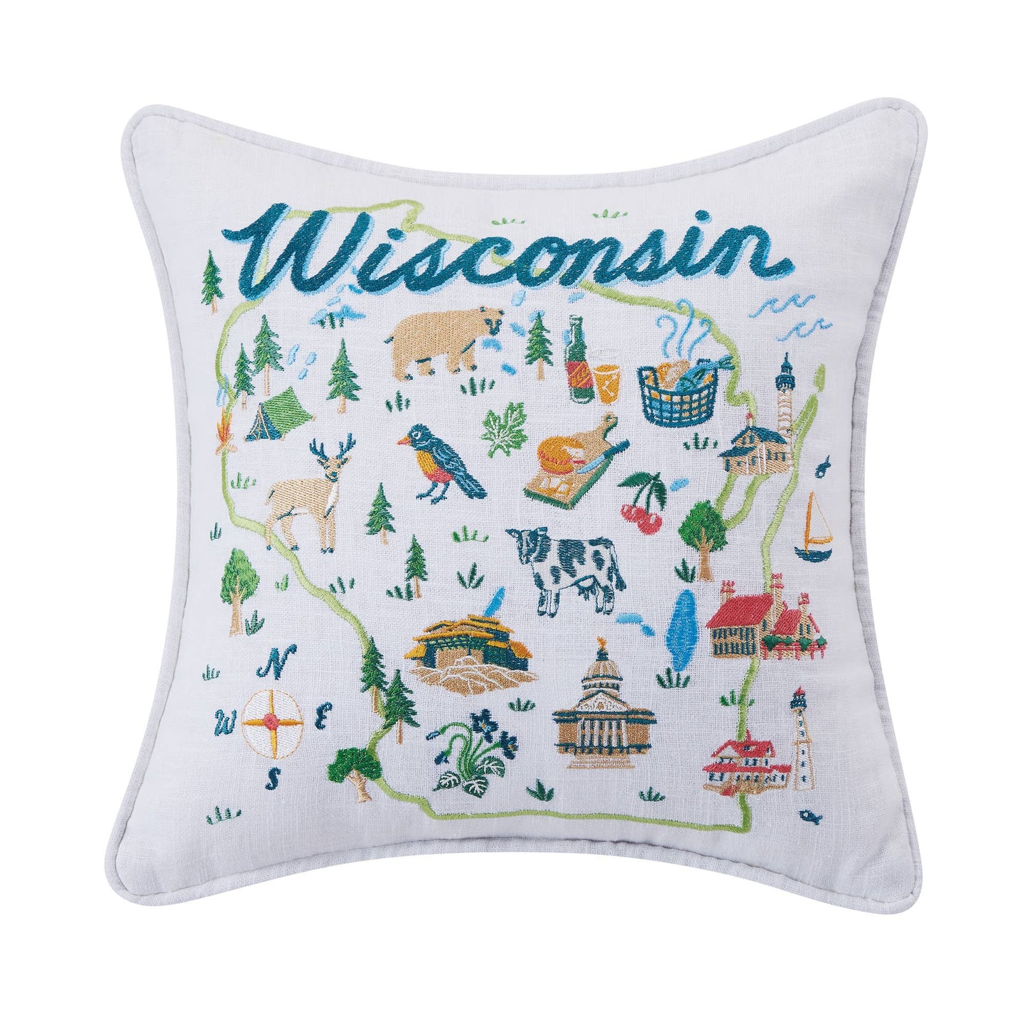 Wisconsin Embroidered Pillow