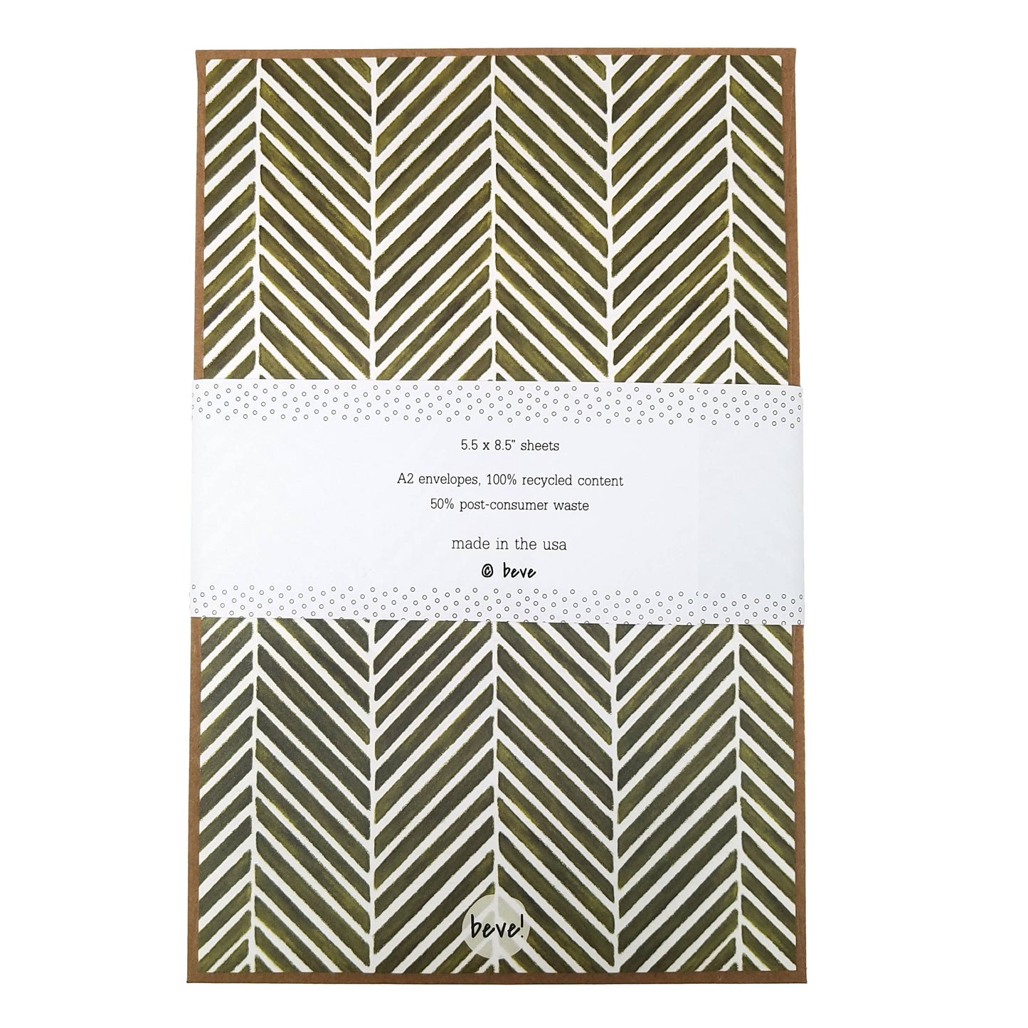 Green Herringbone Stationery Set