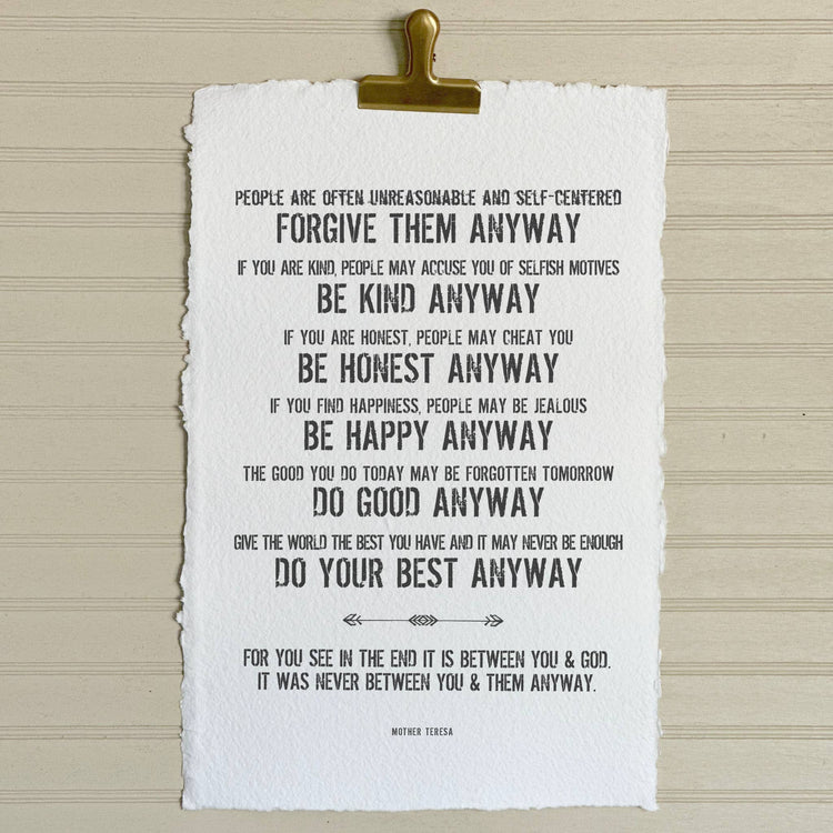 Mother Teresa Handmade Paper Print