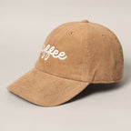 Coffee Embroidered Corduroy Hat