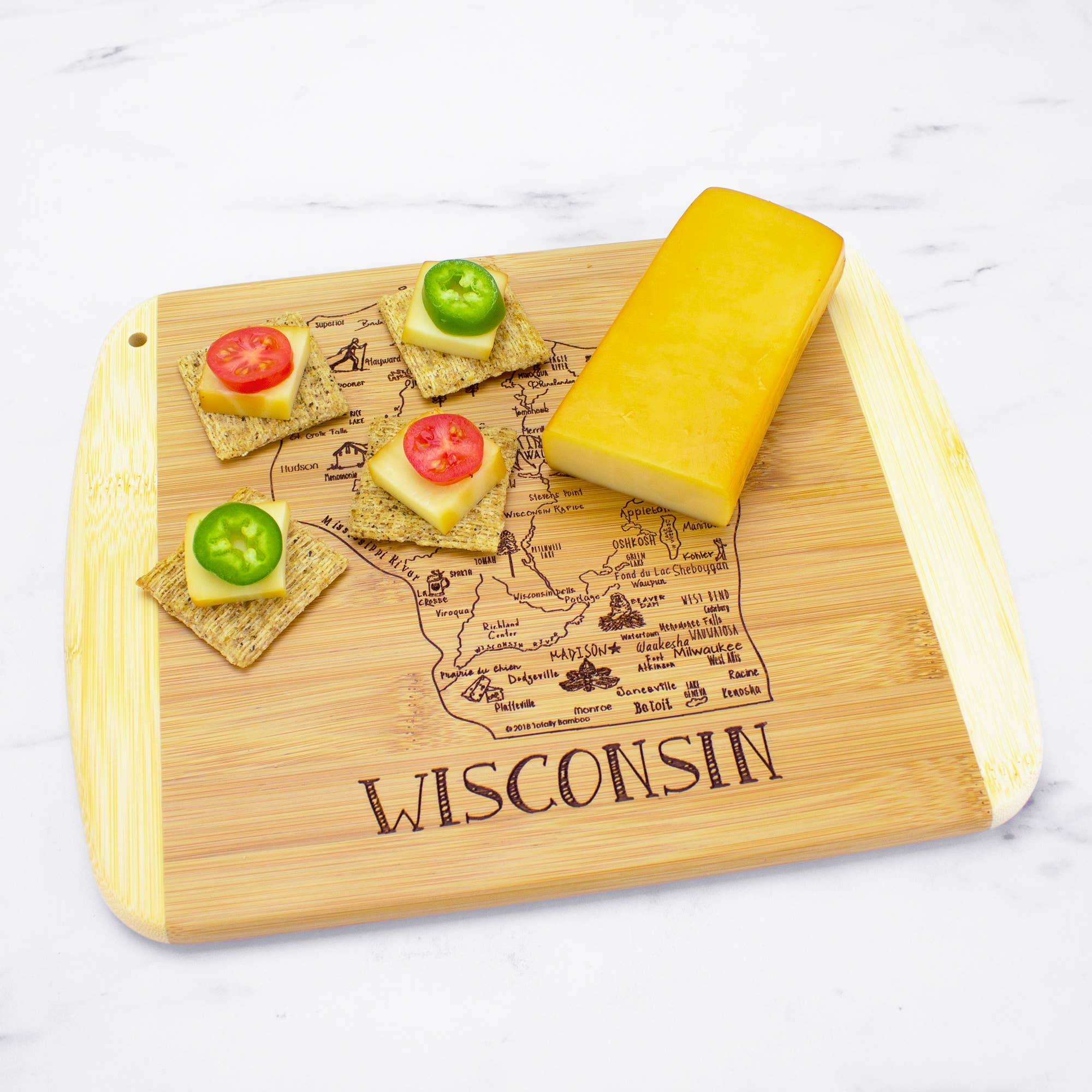 A Slice of Life Wisconsin Cutting & Charcuterie Board