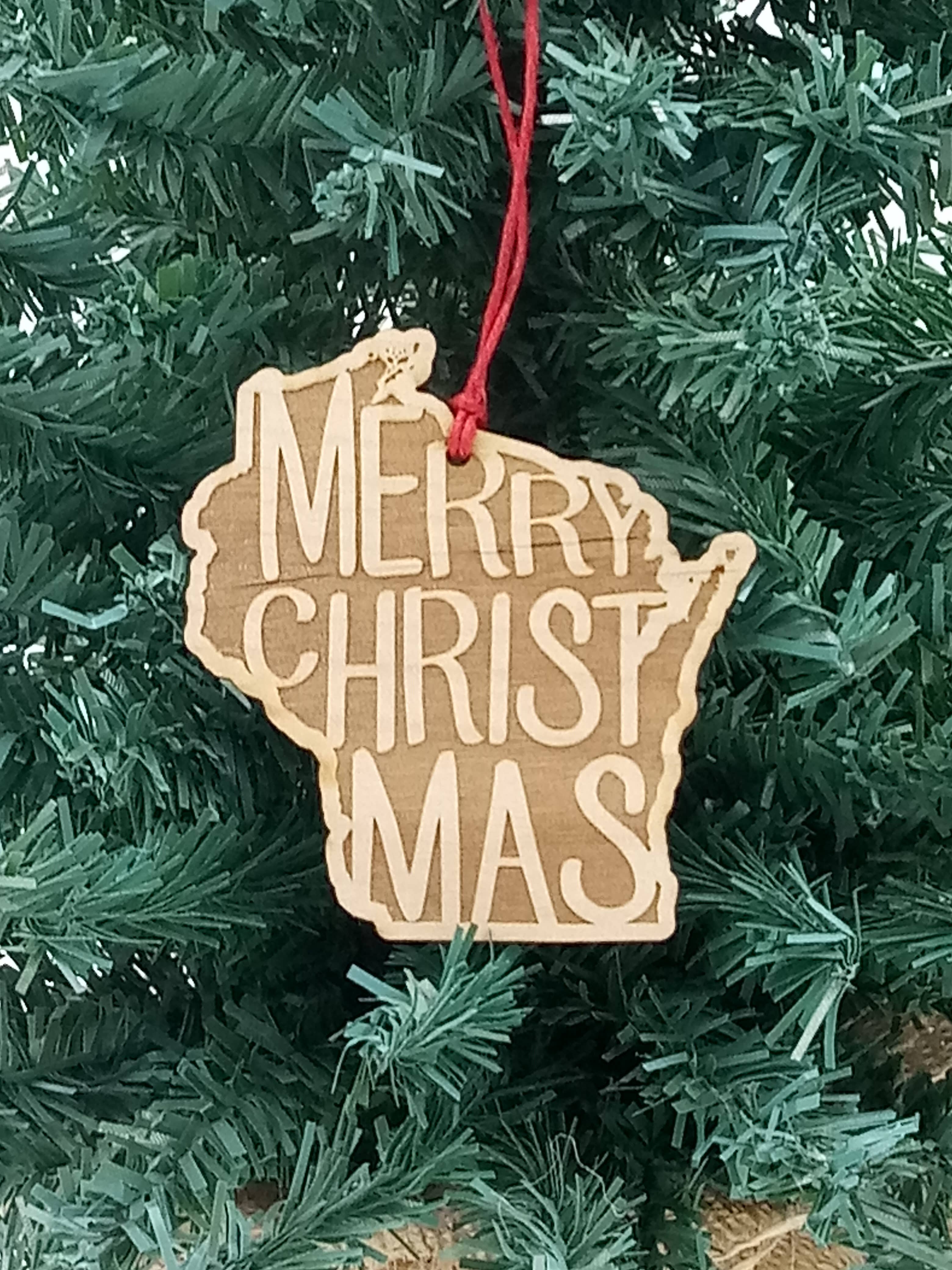 Merry Christmas Wisconsin Ornament