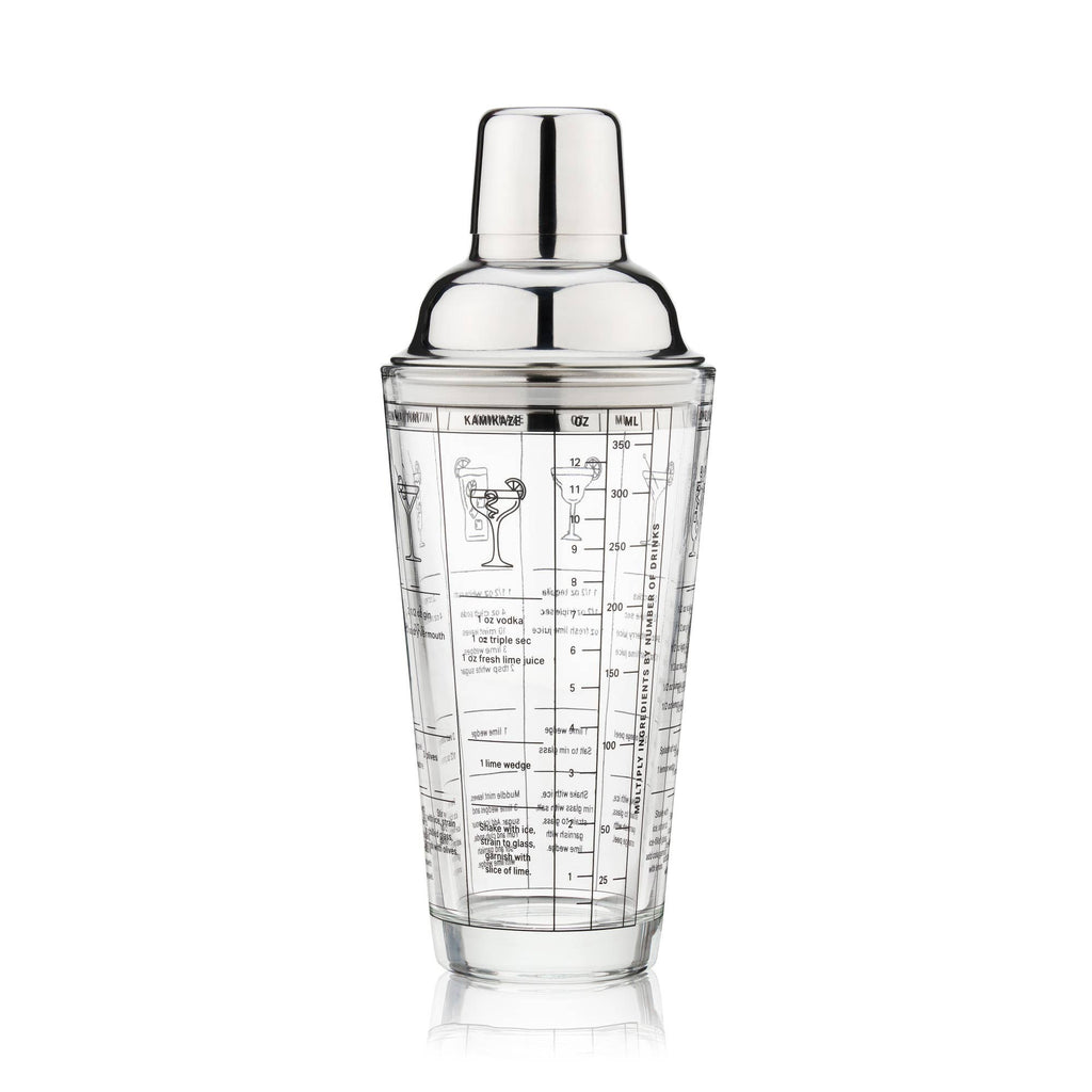 Cocktail Recipe Stainless Steel and Glass Shaker