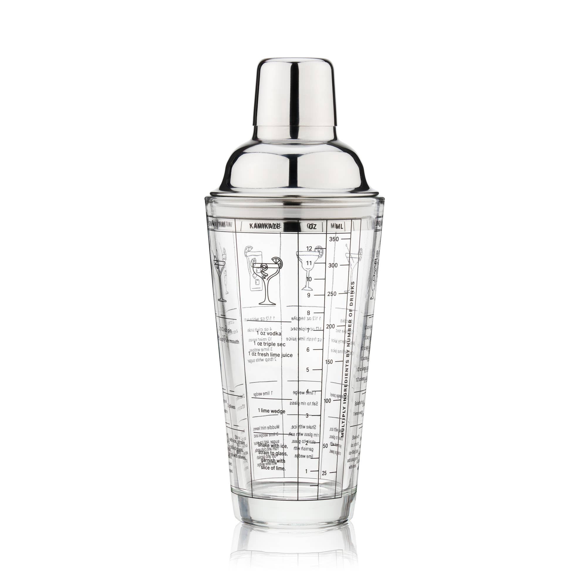 Cocktail Recipe Stainless Steel and Glass Shaker