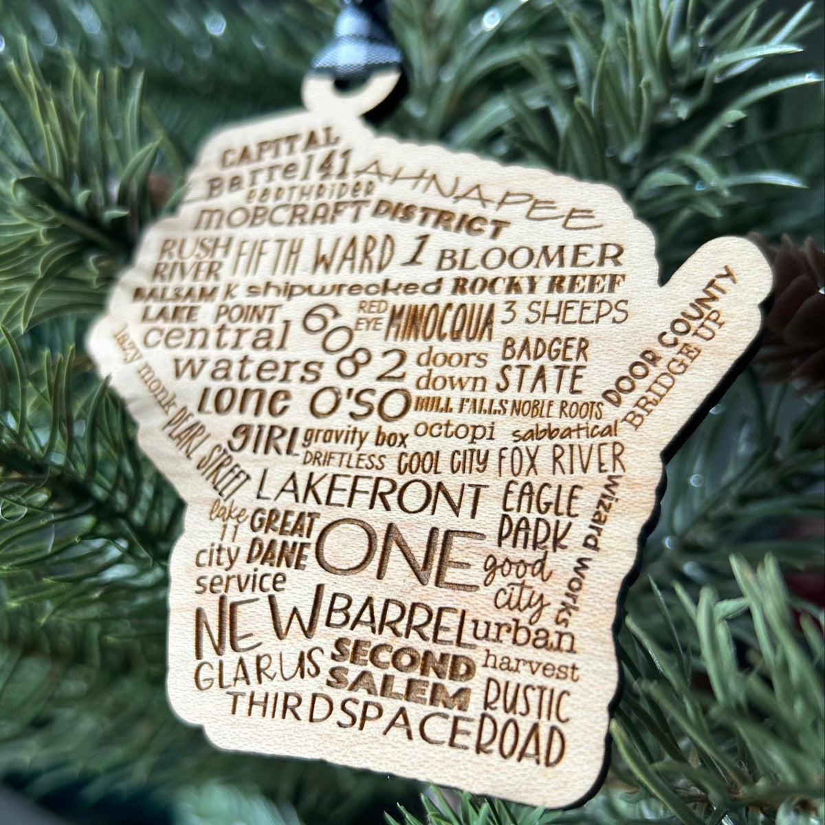 Wisconsin Breweries Wood Ornament