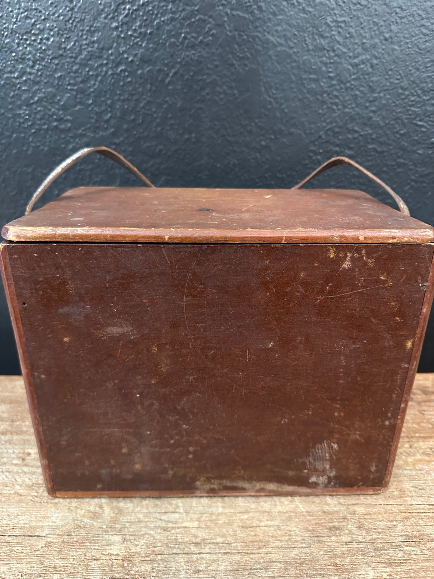 Vintage Handmade Wooden Box | Leather Strap