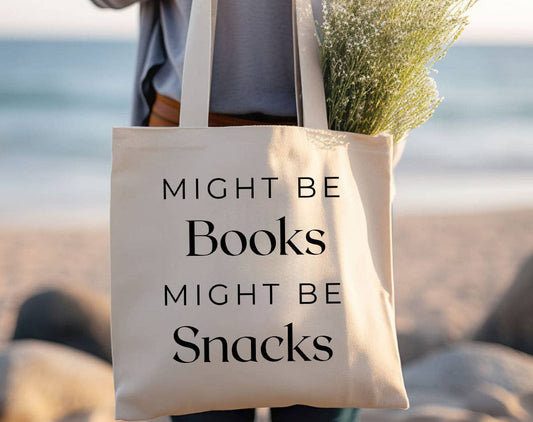 Might Be Books Might Be Snacks Canvas Tote Bag