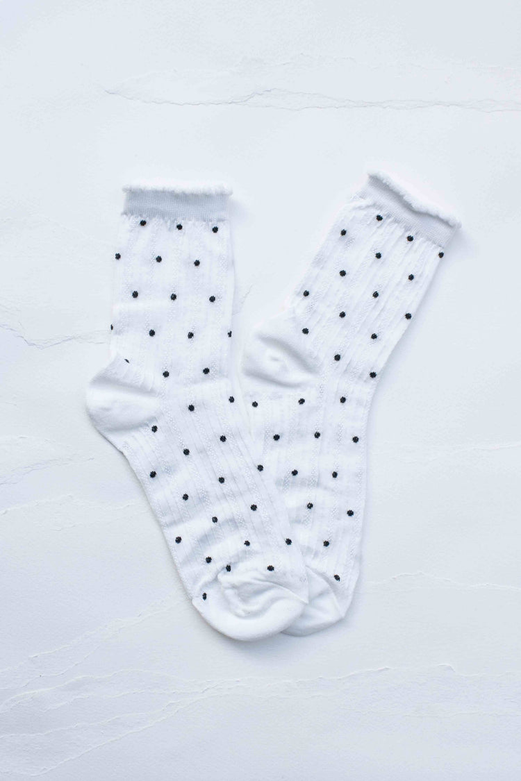 Polka Dot Ribbed Crew Socks