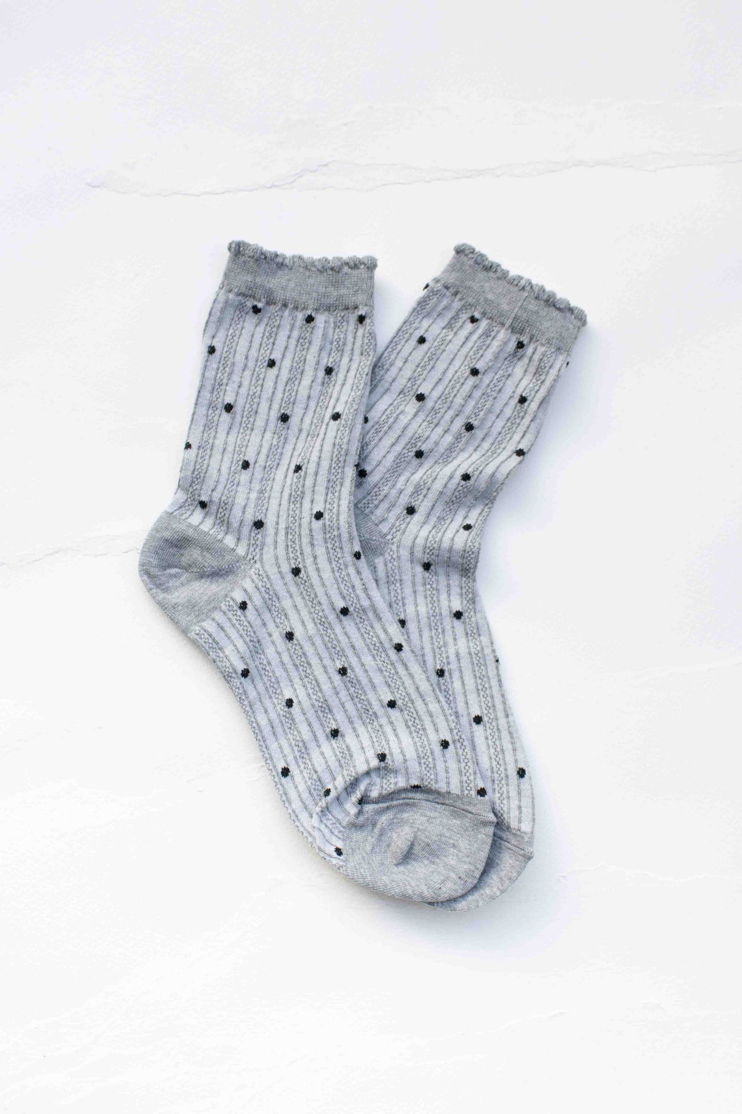 Polka Dot Ribbed Crew Socks