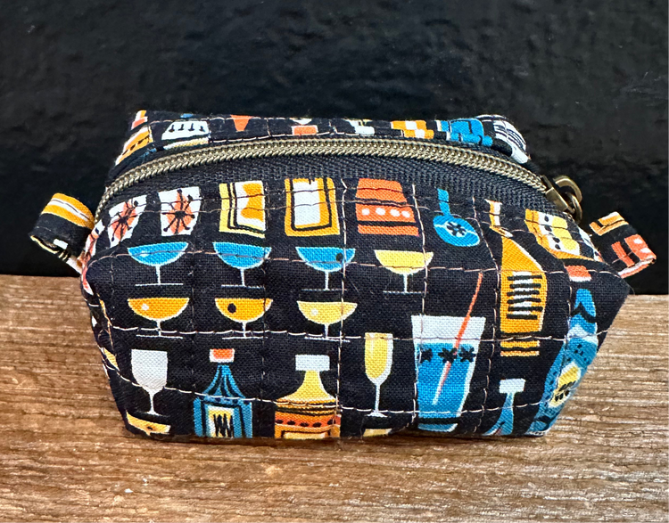 Cocktail Themed Hand Sewn Zippered Pouch