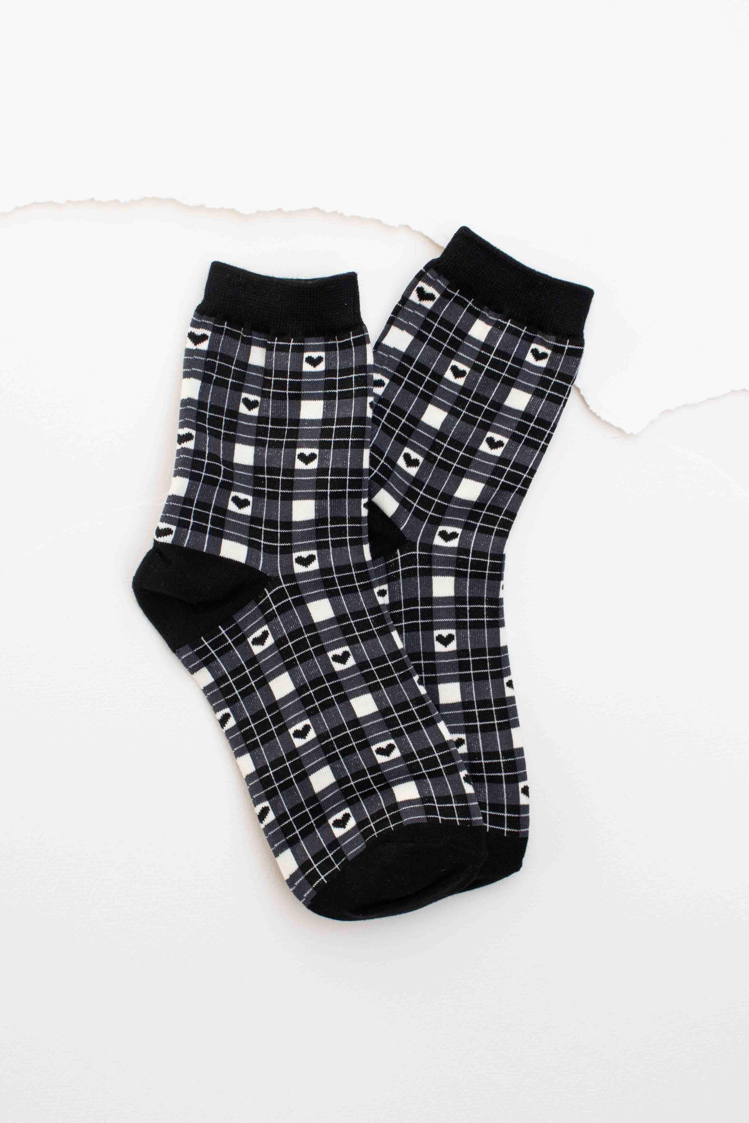 Plaid Heart Socks