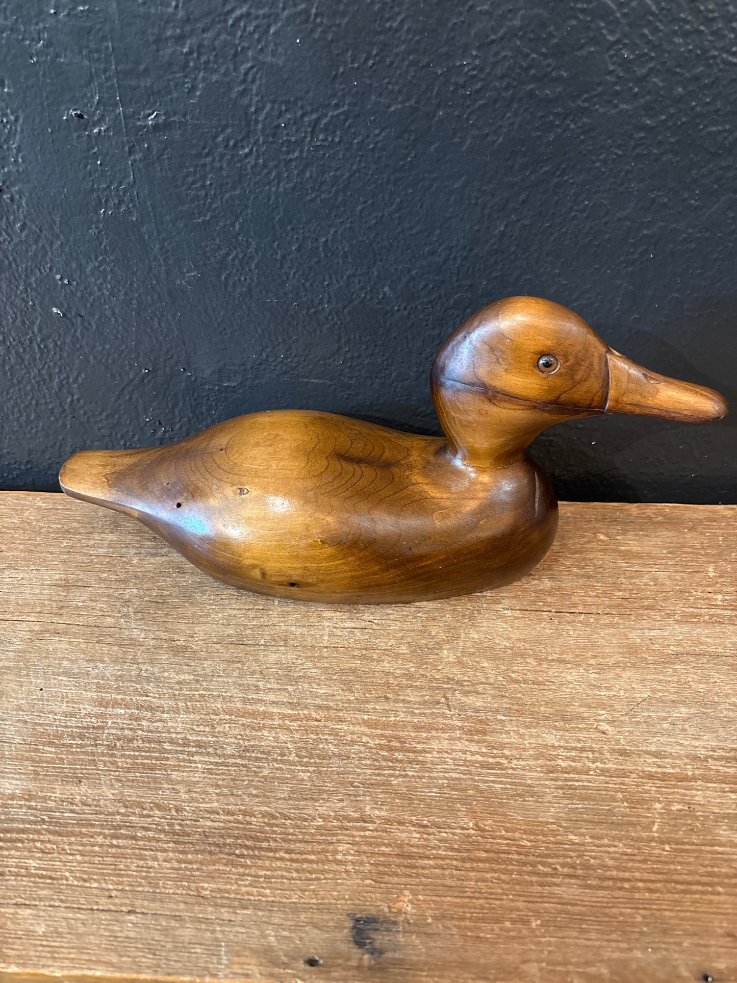 Carved Wood Duck Signed ‘82