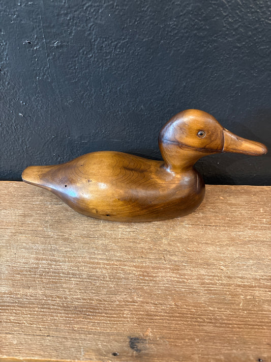 Carved Wood Duck Signed ‘82