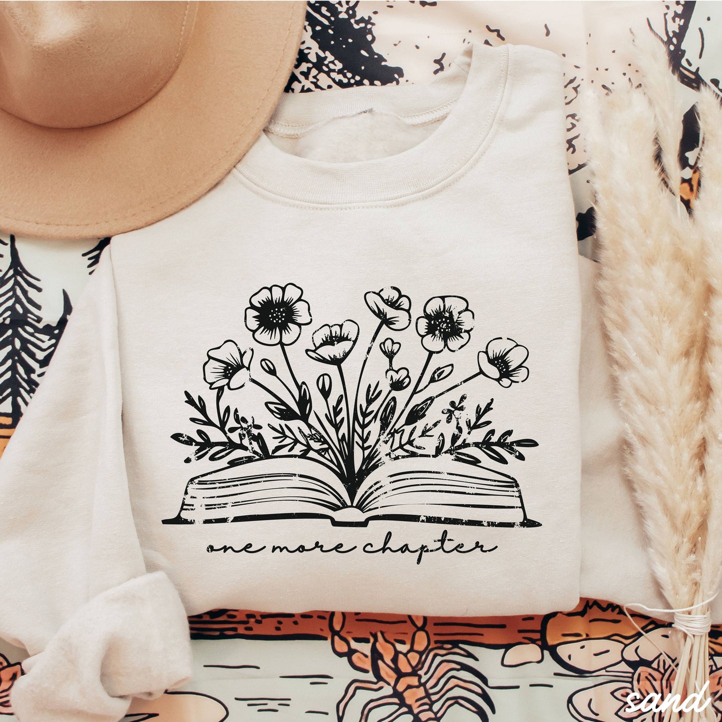 One More Chapter Floral Book Crewneck Sweatshirt
