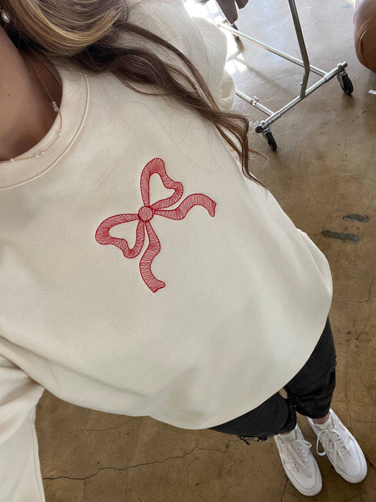 Bow Embroidered Sweatshirt