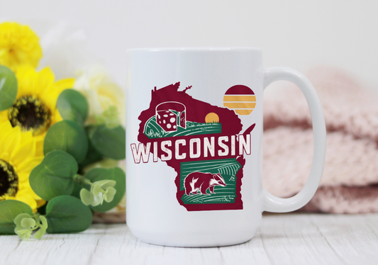 Wisconsin Retro State Coffee Mug