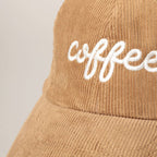 Coffee Embroidered Corduroy Hat