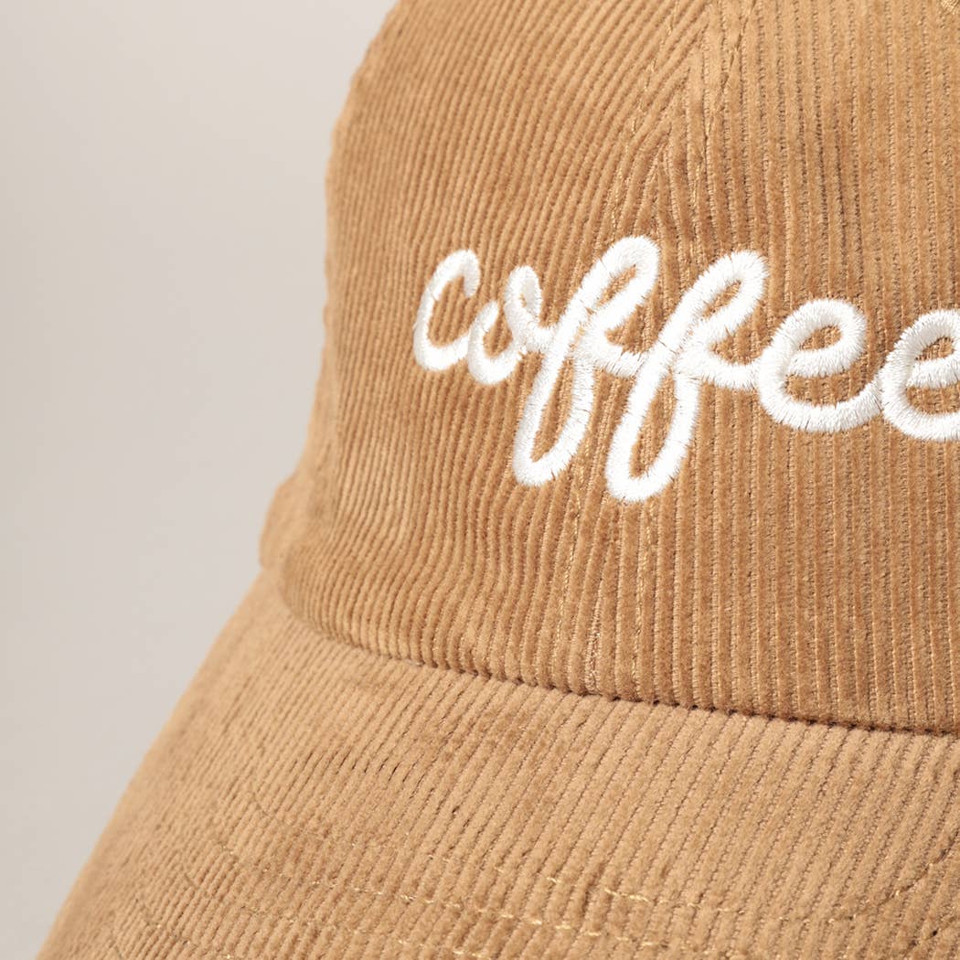 Coffee Embroidered Corduroy Hat