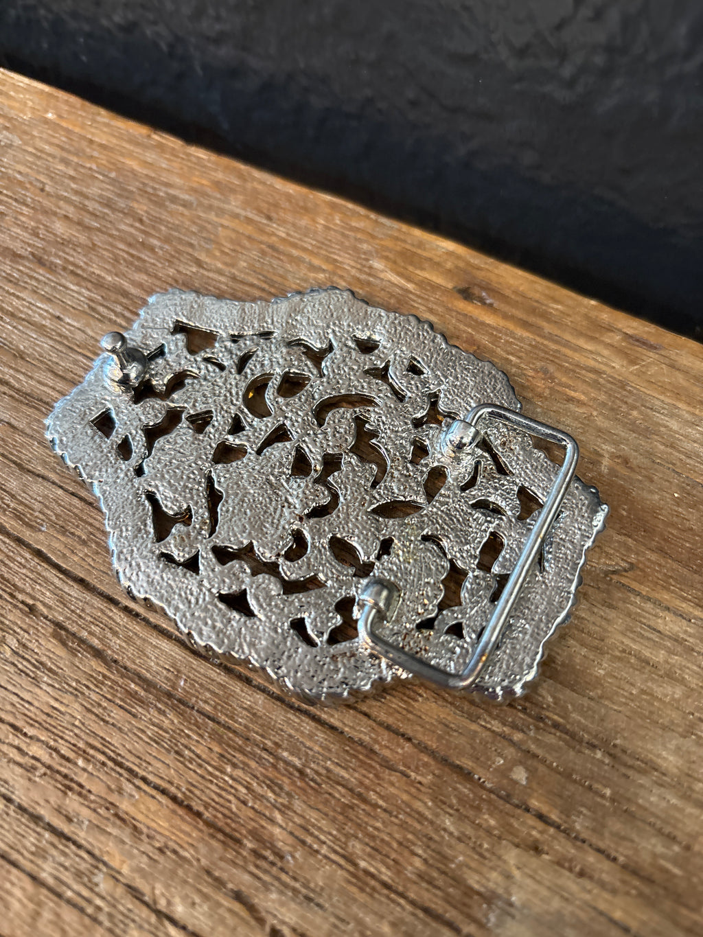 Abstract Floral Silver Belt Buckle