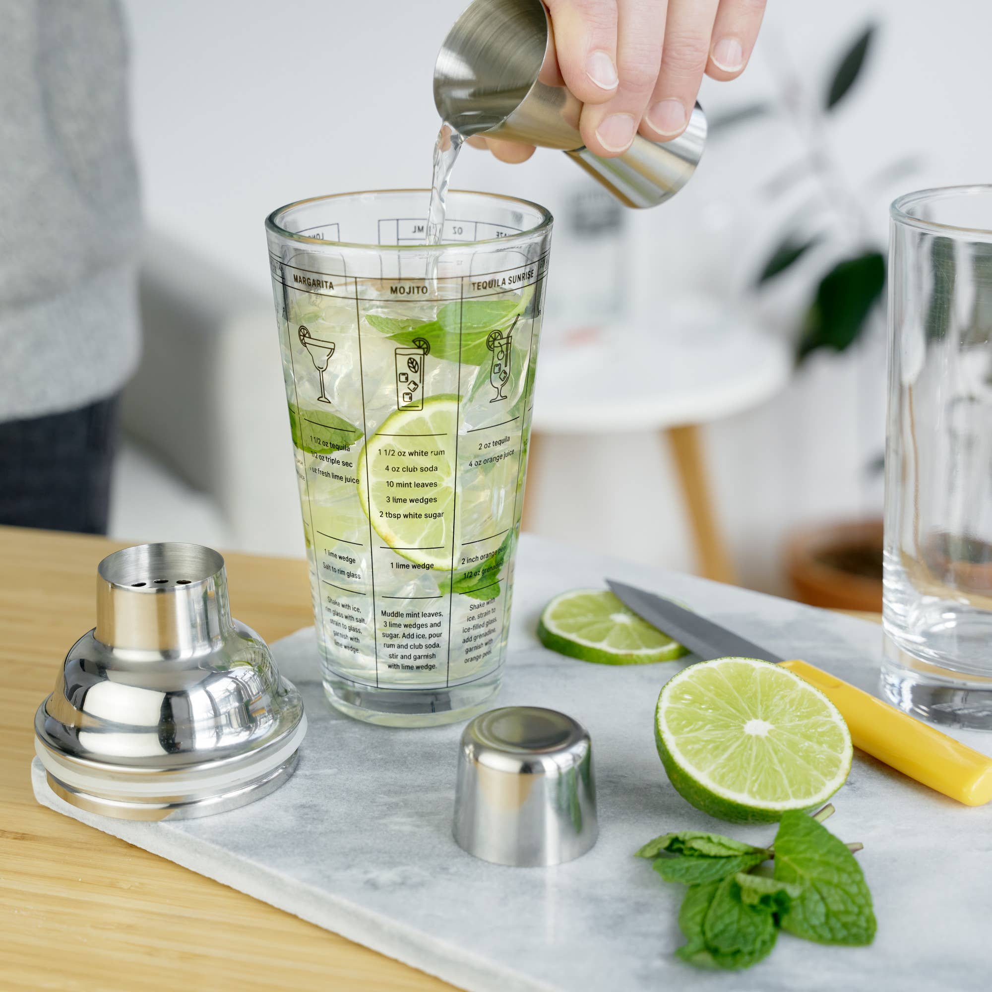 Cocktail Recipe Stainless Steel and Glass Shaker