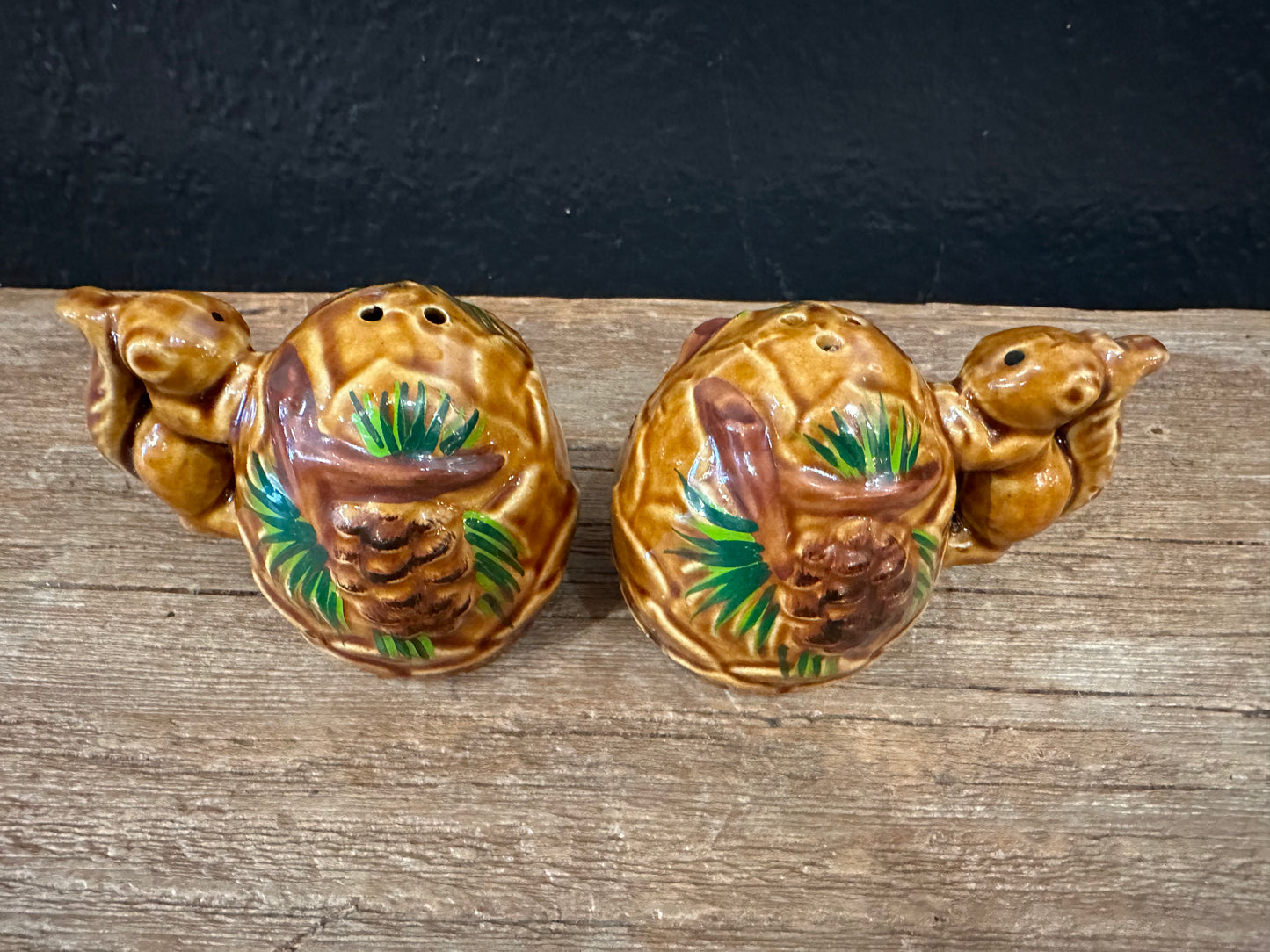 Vintage Squirrel & Pinecone Themed Salt & Pepper Shakers