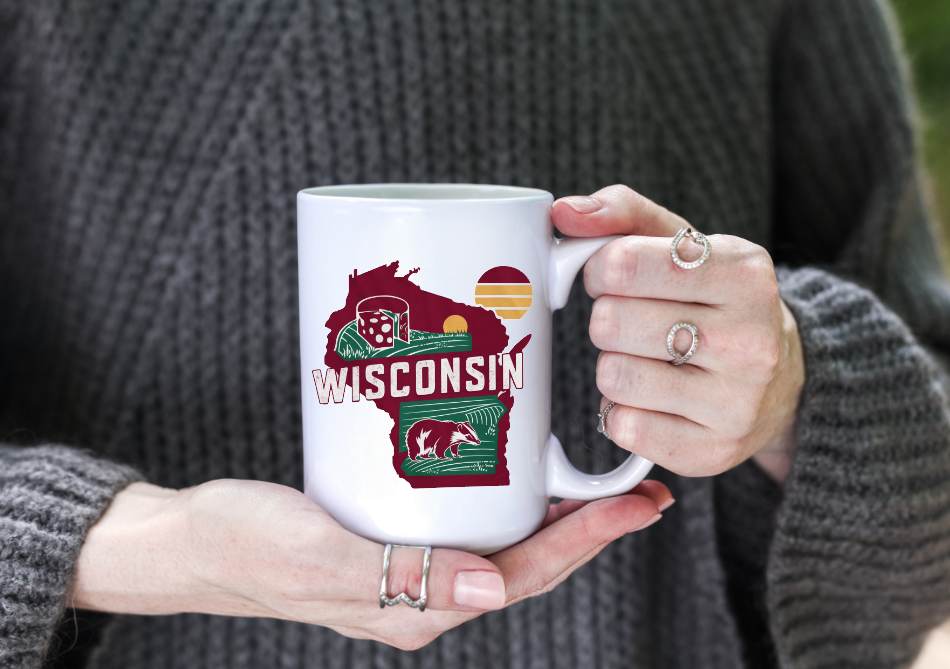 Wisconsin Retro State Coffee Mug