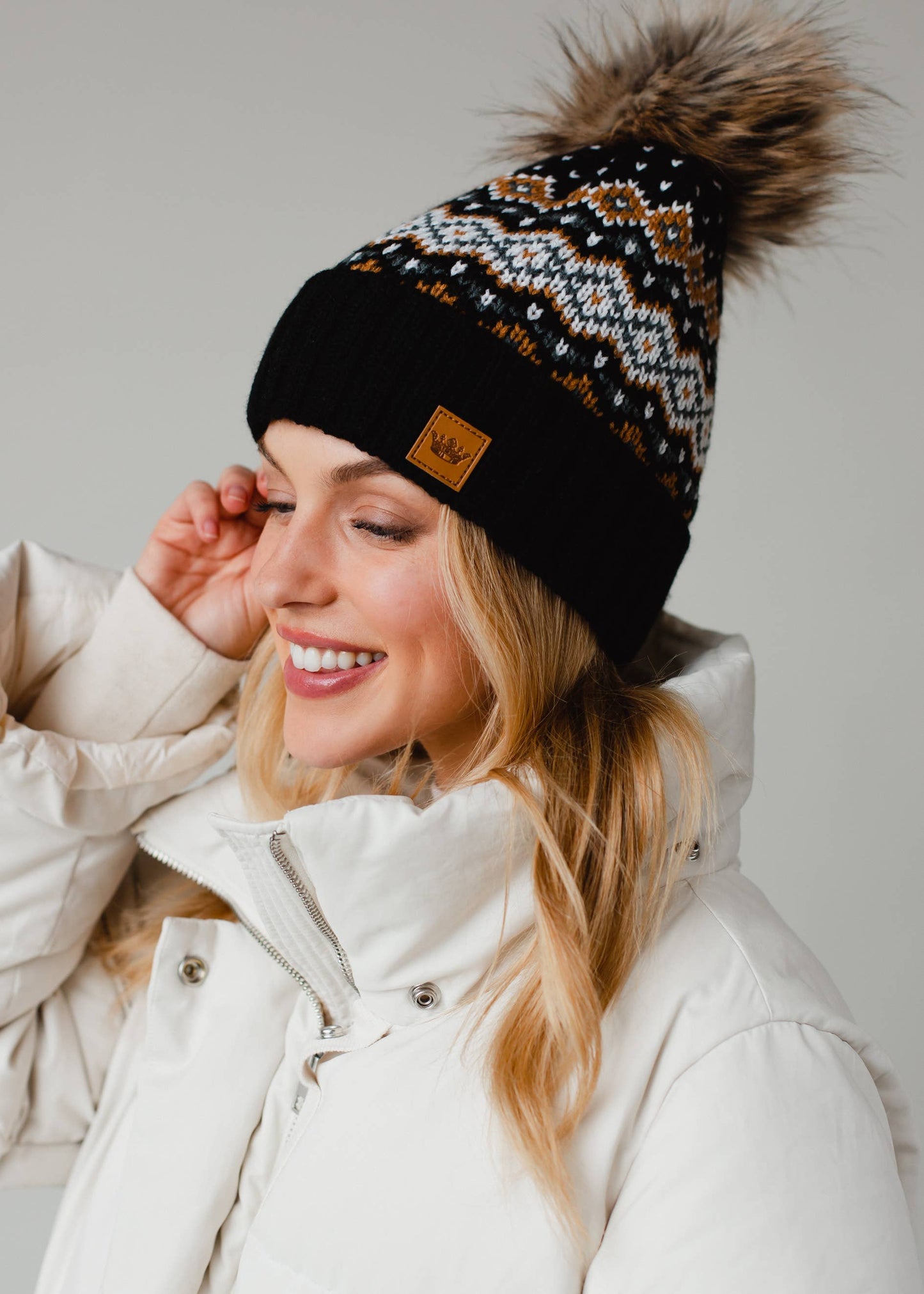 Patterned Pom Hat