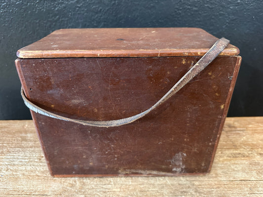 Vintage Handmade Wooden Box | Leather Strap