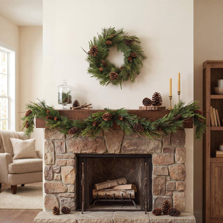Mixed Northern Pine & Pine Cone Wreath - 24"