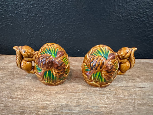 Vintage Squirrel & Pinecone Themed Salt & Pepper Shakers