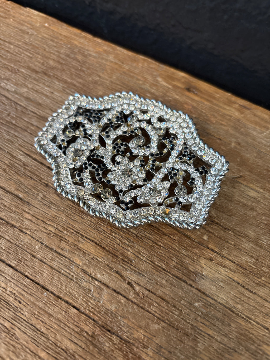 Abstract Floral Silver Belt Buckle