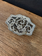 Abstract Floral Silver Belt Buckle