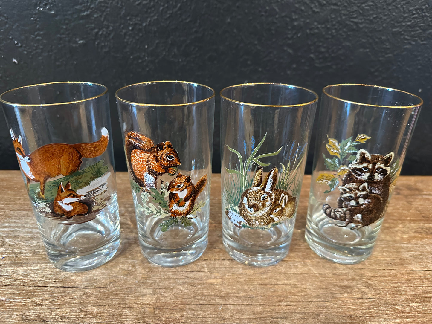 Vintage MCM Wildlife Highball Glasses | Set Of Four