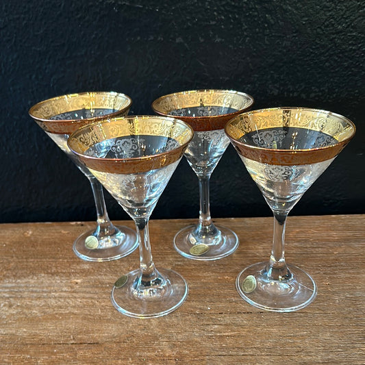 Set of 4 Cellini 24k Martini Glasses