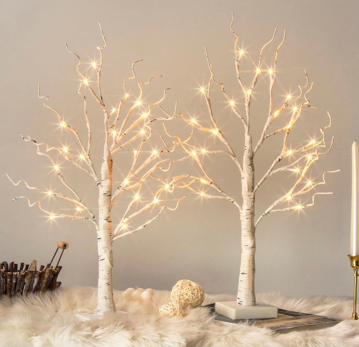 White Birch Tree with LED Lights