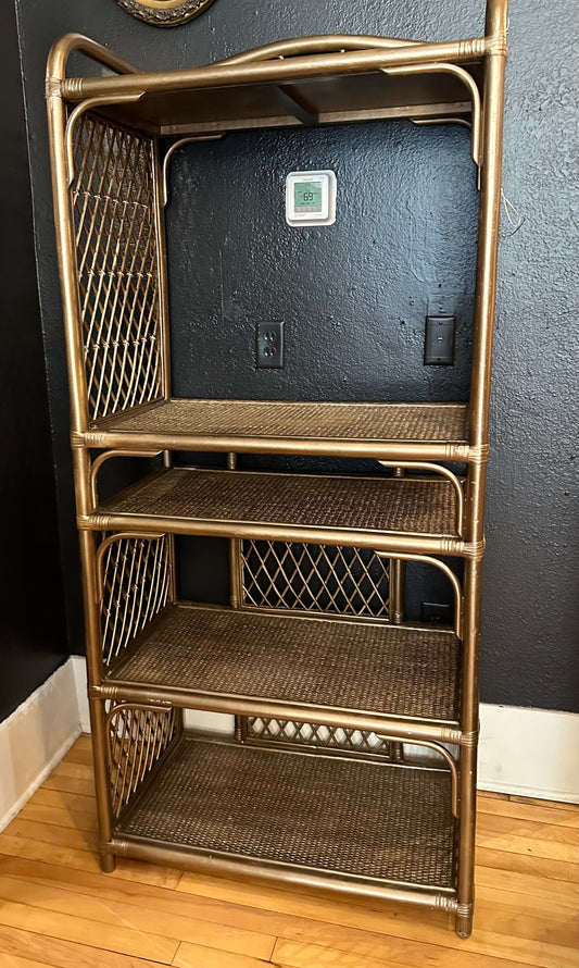 Gold Painted Wicker Shelves