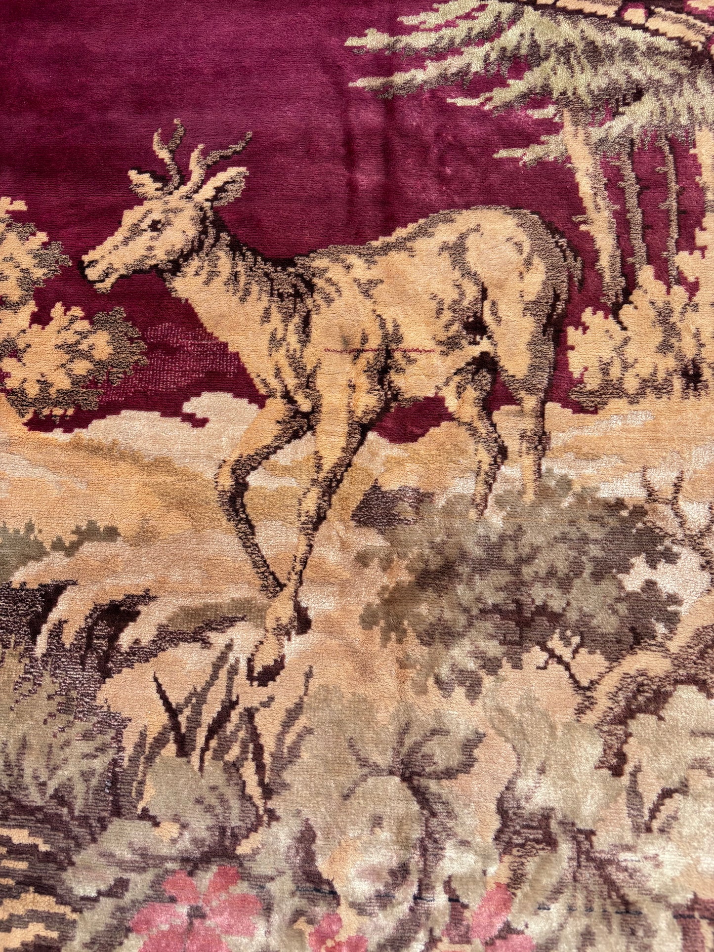 Vintage Deer in Forest Wall Tapestry
