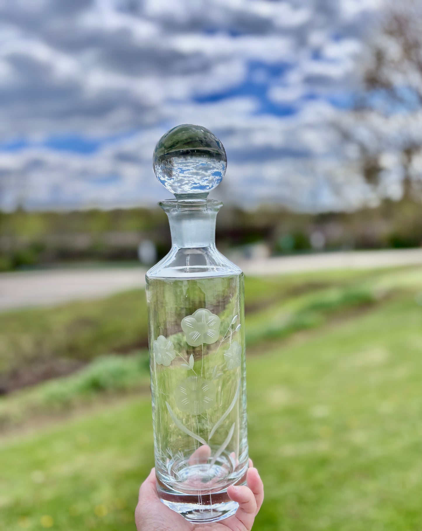 Etched Floral Decanter