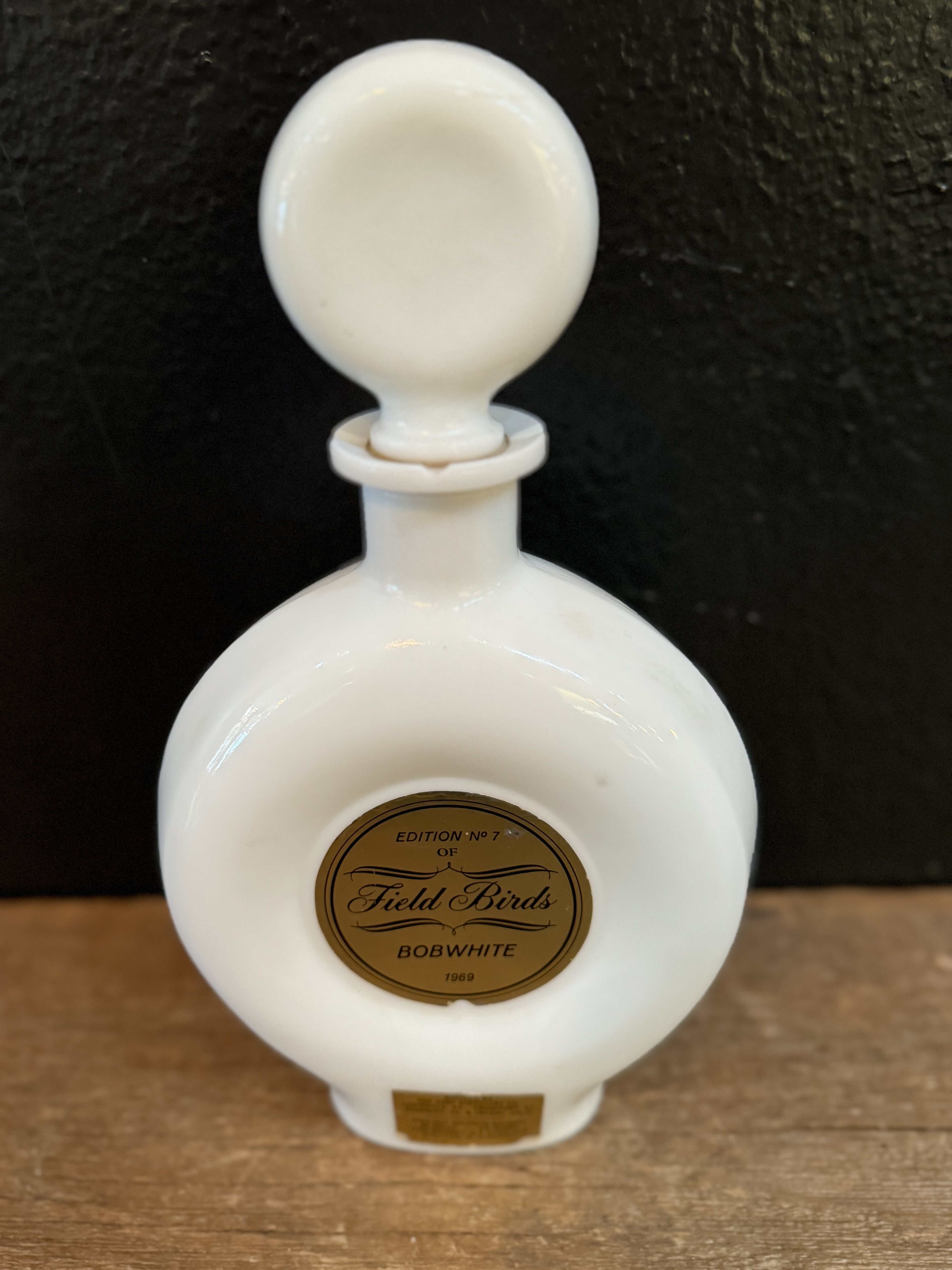 Bobwhite Quail Milk Glass Decanter