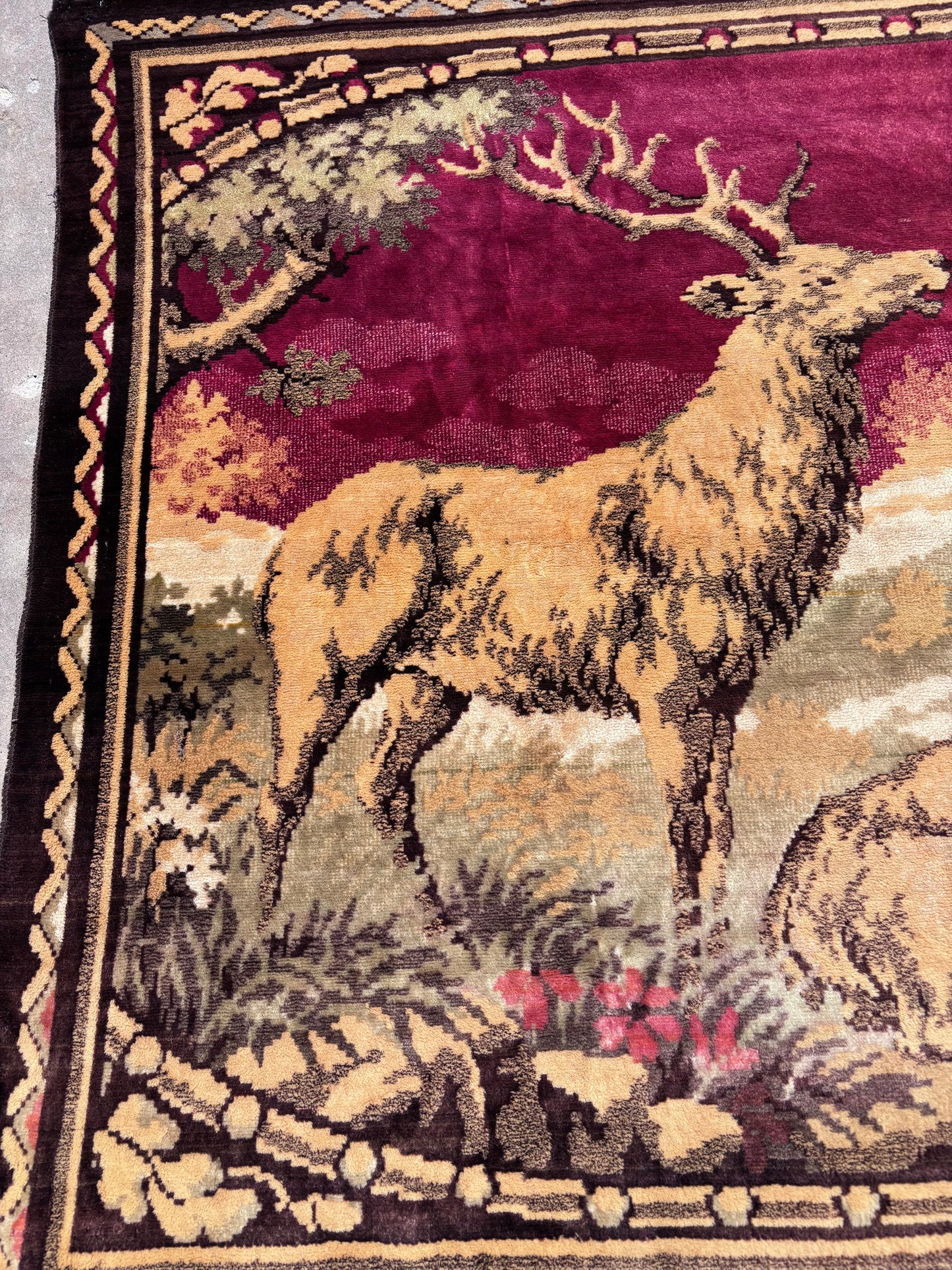 Vintage Deer in Forest Wall Tapestry