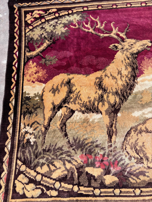 Vintage Deer in Forest Wall Tapestry