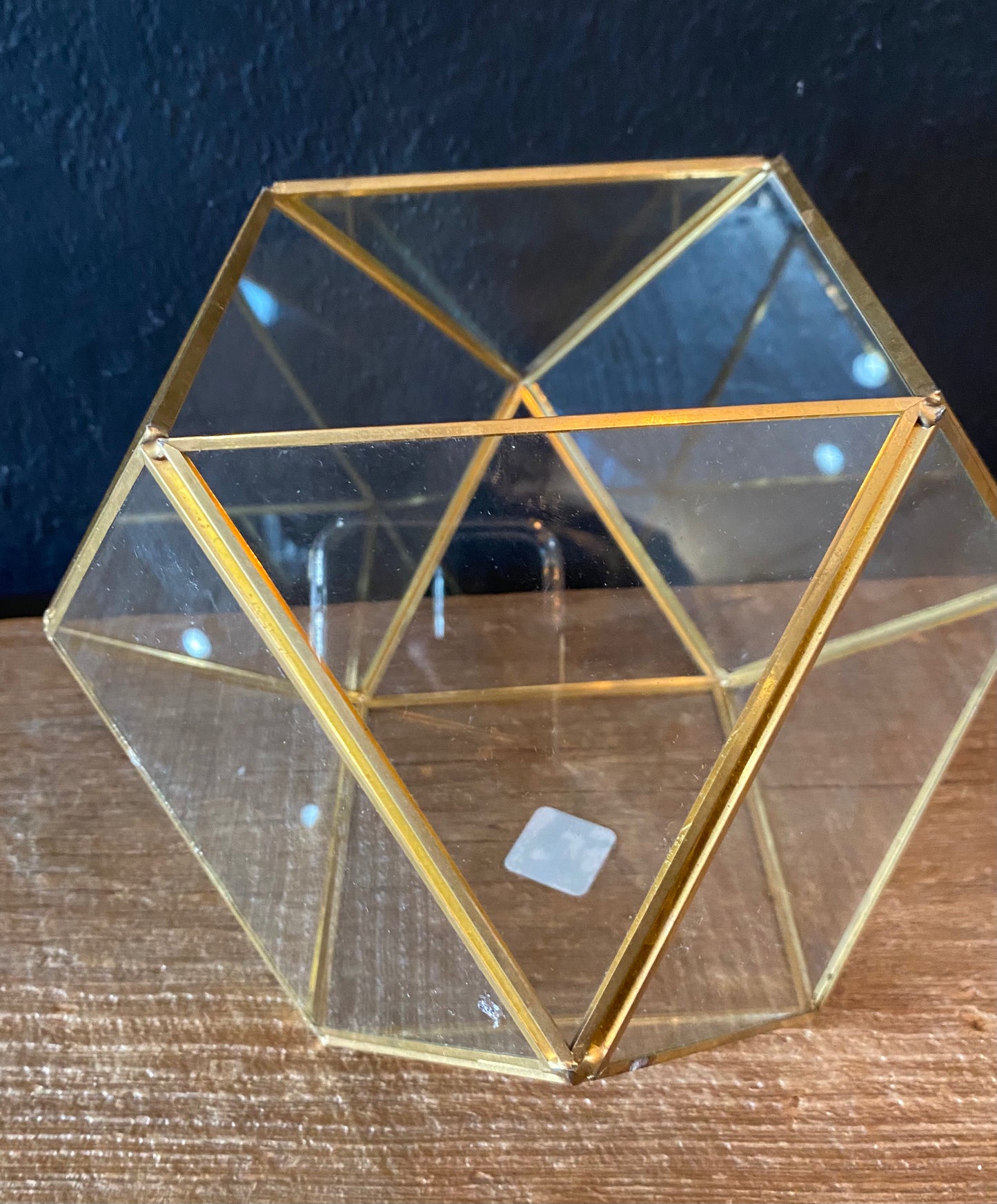 Glass Terrarium With Brass Accents