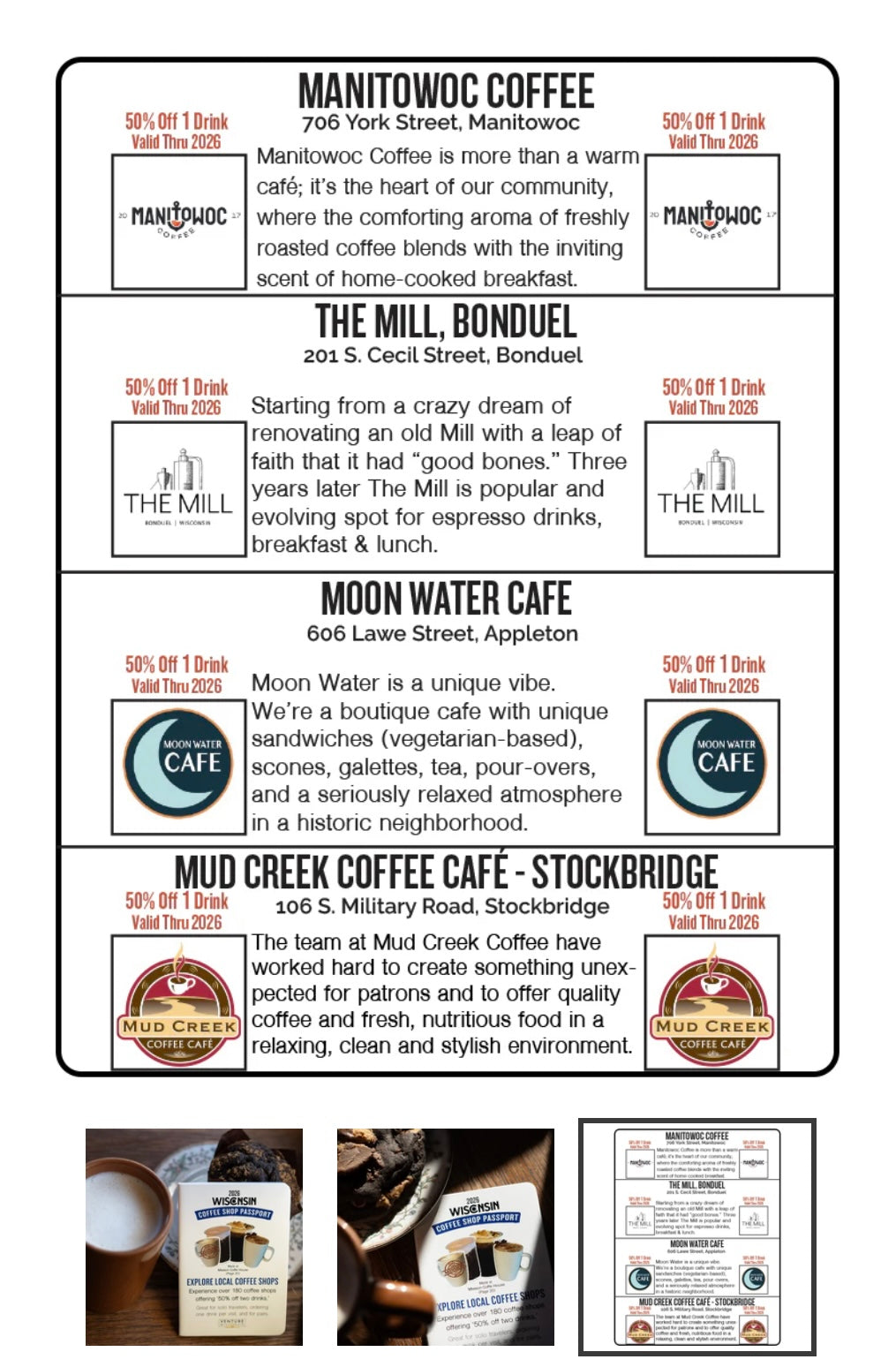 Wisconsin Coffee Shop Passport
