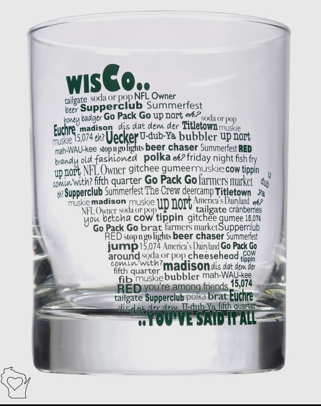 Wisconsin Lingo Old Fashioned Glass