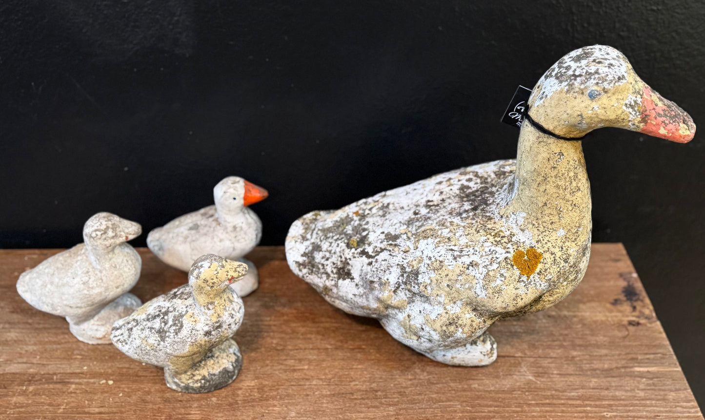 Vintage Concrete Duck + 3 Babies