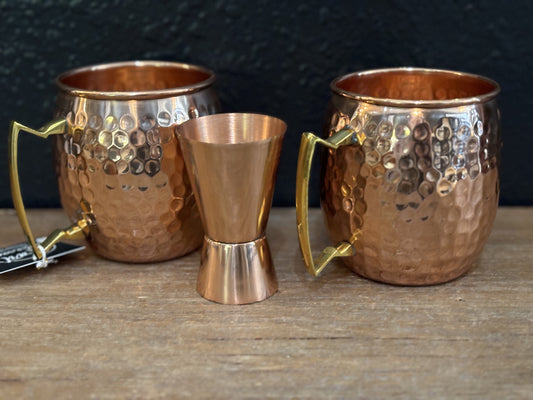 Pair of Moscow Mule Glasses & Shot Glass